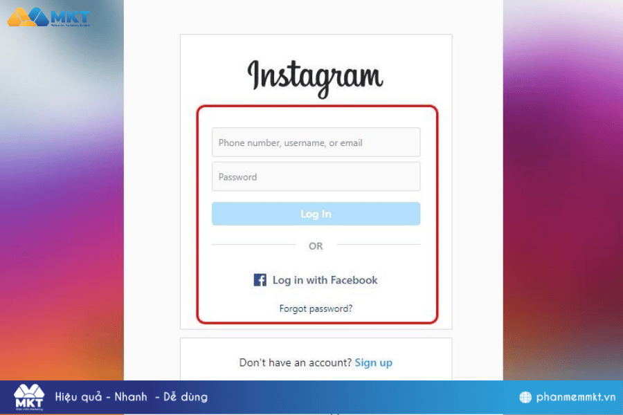 Đầu tiên, bạn cần đăng nhập vào tài khoản Instagram muốn xóa. Cách xoá tài khoản Instagram khỏi máy tính