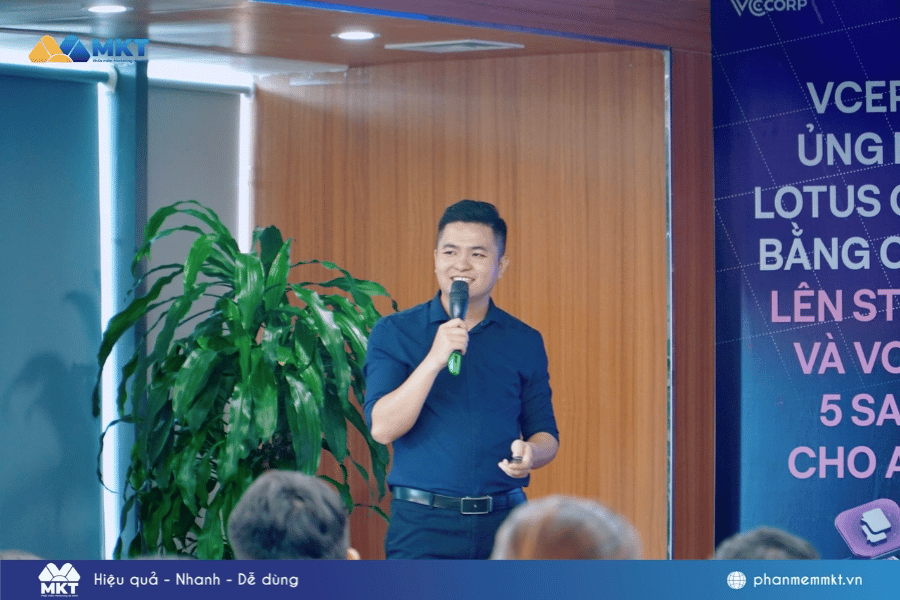 Anh Đăng Minh Tiến – CCO Phần mềm MKT chia sẻ giải pháp marketing 0 đồng Giải pháp Marketing tự động của Phần mềm MKT nổi bật tại sự kiện Marketing & Sales Automation