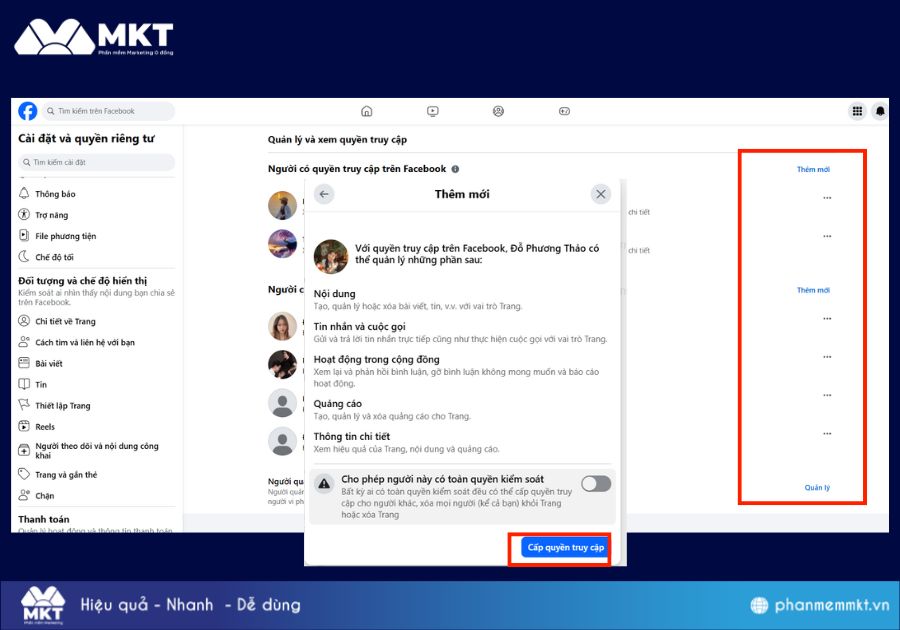 Chi tiết cách thêm quản trị viên cho page trên máy tính
