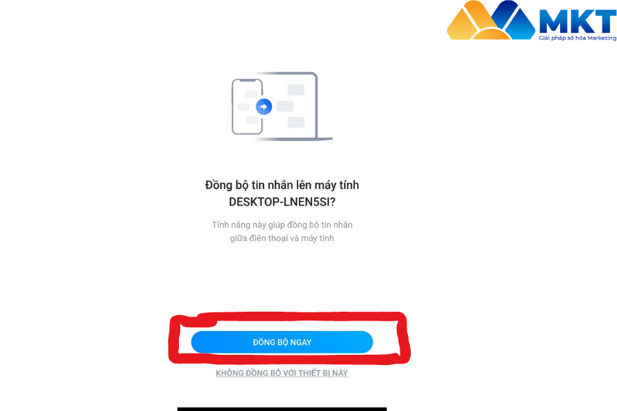 Đồng bộ Zalo - bước 5 Đồng bộ Zalo trên máy tính - bước 5