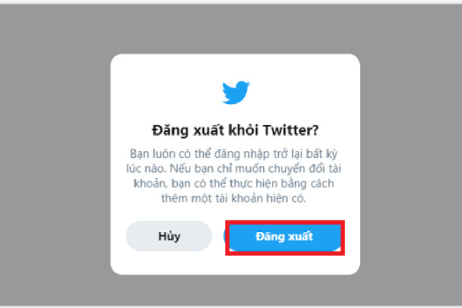 Nhấn đăng xuất một lần nữa để xác nhận