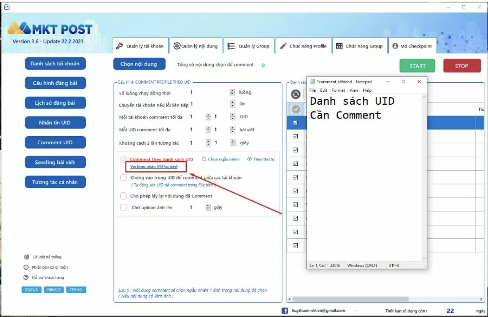 Thêm list UID Profile cần bình luận Thêm list UID Profile cần bình luận