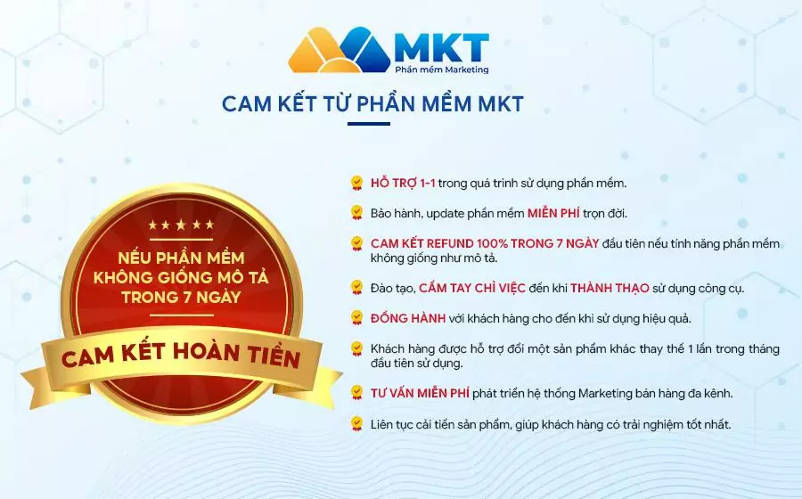 Cam kết khi mua Phần mềm MKT Cam kết khi mua Phần mềm MKT