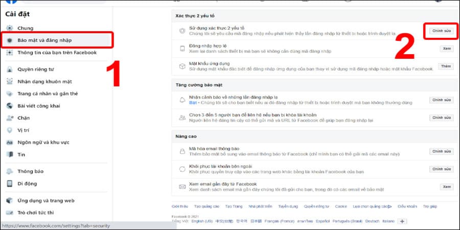 Thực hiện cách bảo mật Facebook 2 lớp trên máy tính