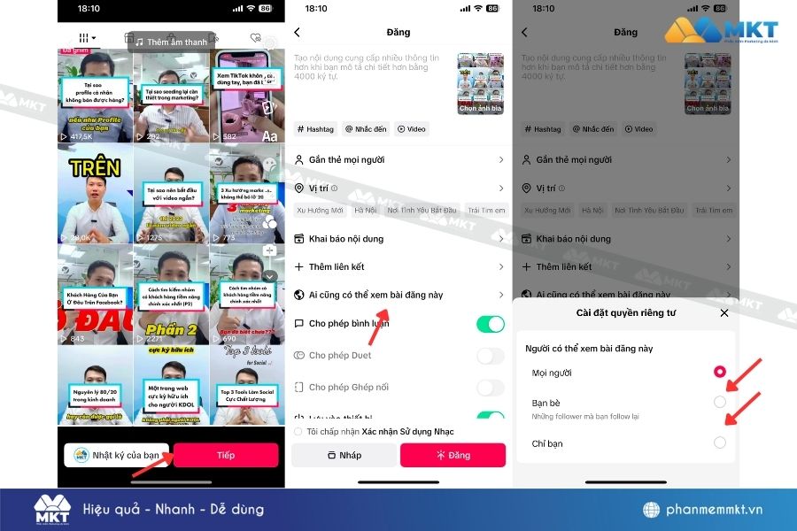 Chọn "Chỉ mình tôi" hoặc "Bạn bè"