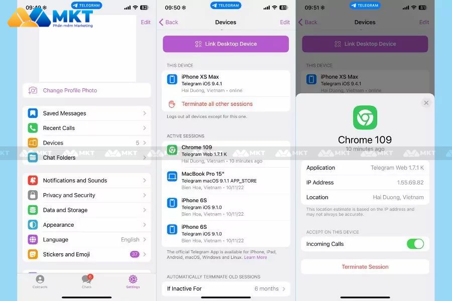 cách đăng xuất telegram khỏi thiết bị khác