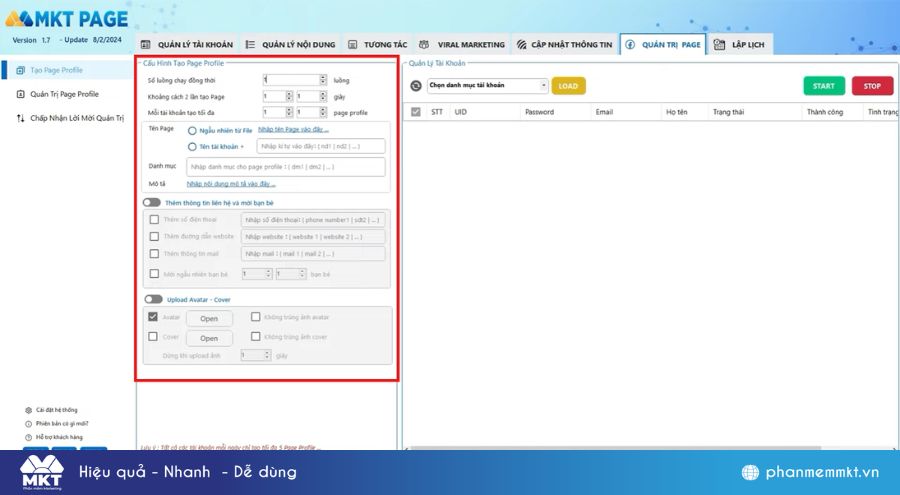 Click chọn Tạo page và set up các thông số
