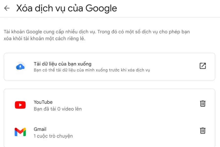Xóa kênh Youtube
