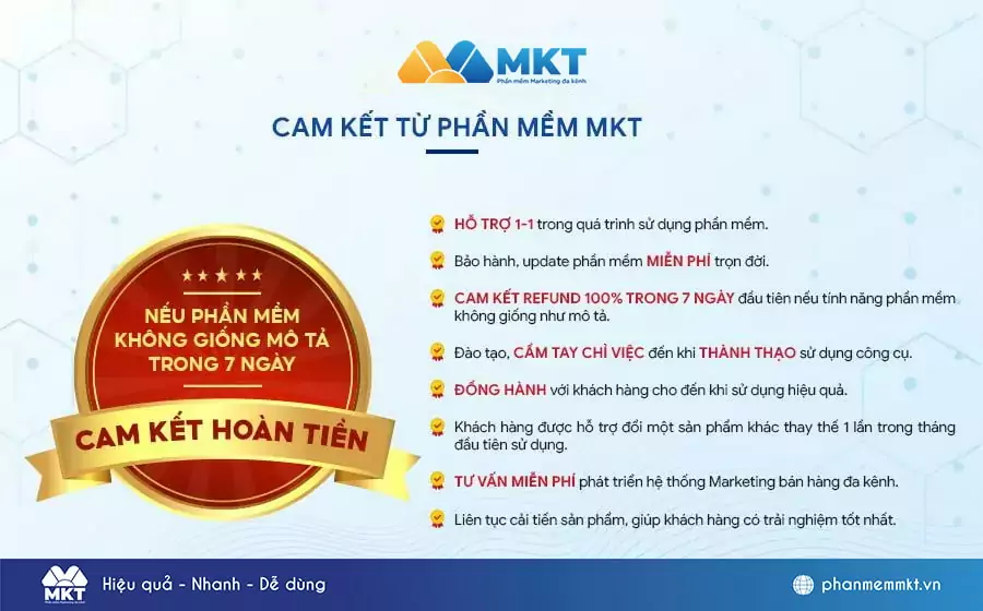 cam kết từ phần mềm mkt