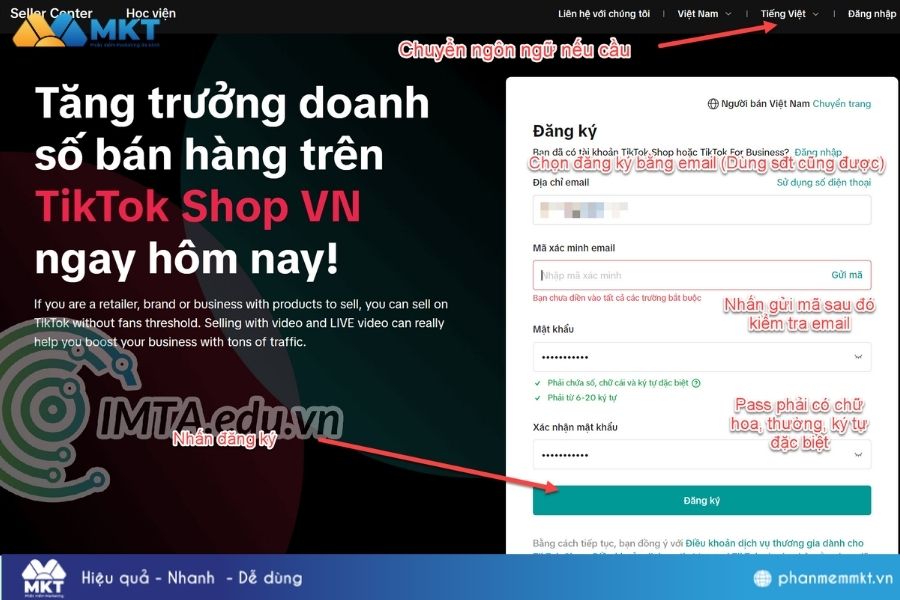 Đăng ký tài khoản TikTok Shop Các Cách Bán Hàng Online Hiệu Quả