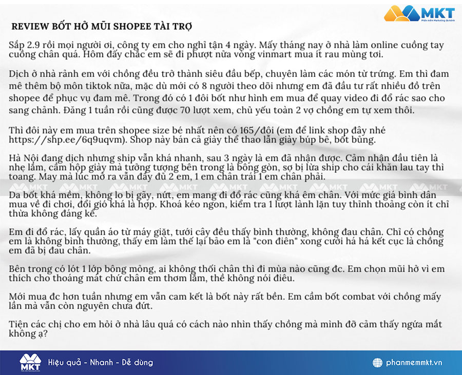 Mẫu kịch bản review giày