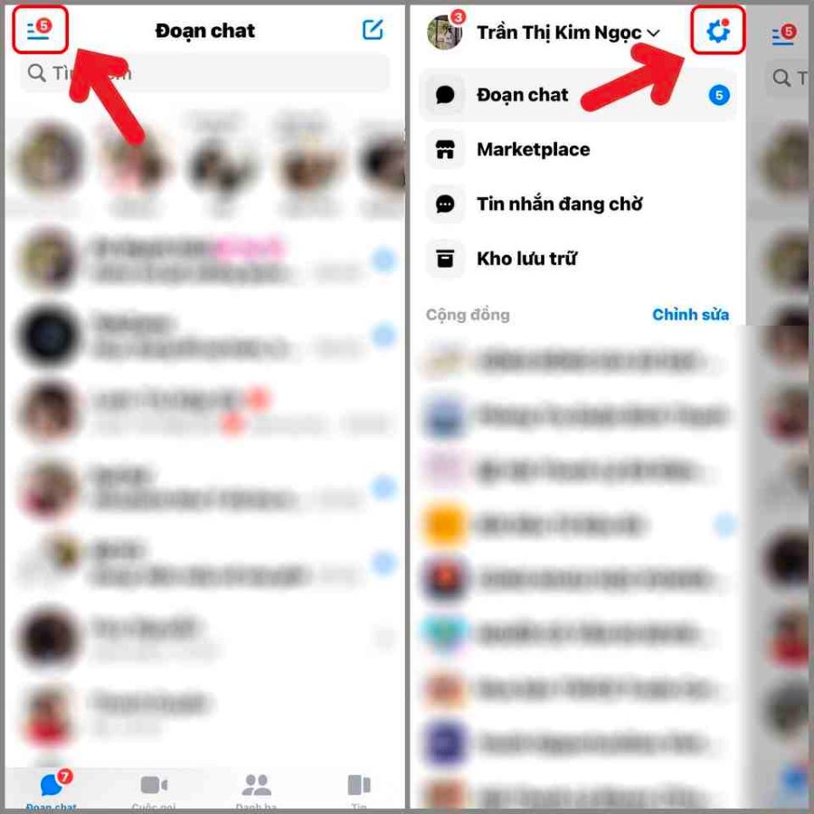Messenger -> Cài đặt