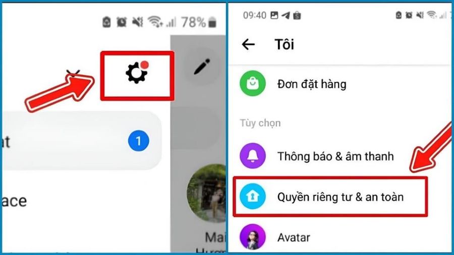 Mở Messenger và chọn cài đặt