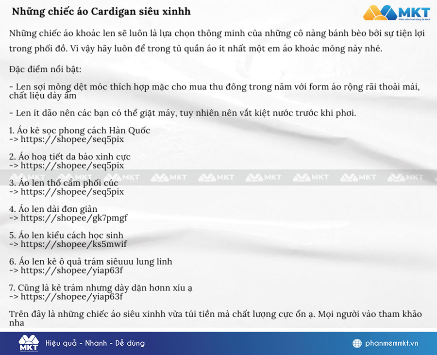 Mẫu kịch bản review quần áo