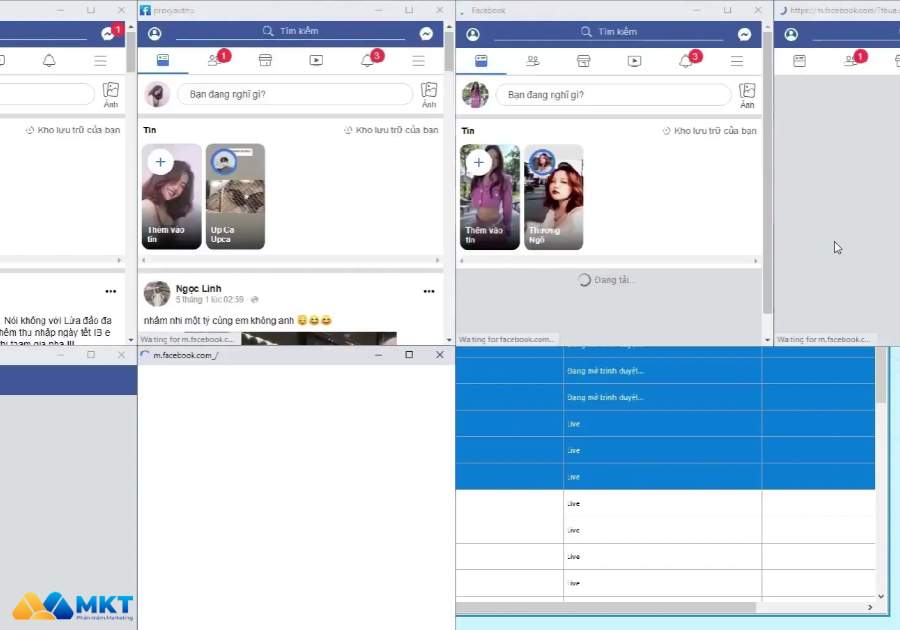 Phần mềm MKT Post đang thực hiện đăng bài hàng loạt