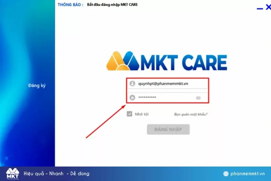 Đăng nhập MKT Care