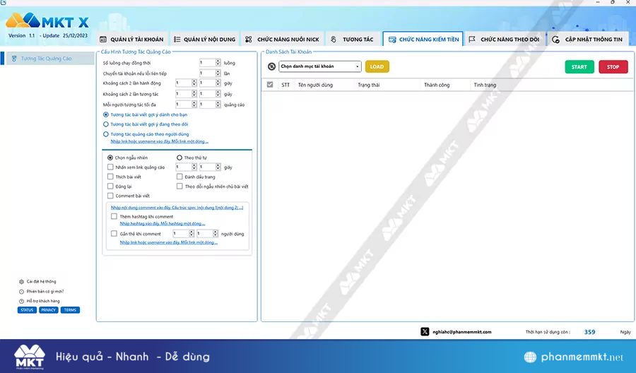 Phần mềm MKT Twitter Tương tác với quảng cáo tự động