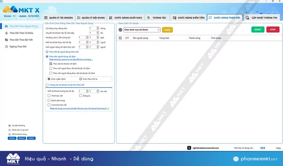 Phần mềm MKT Twitter - Tự động theo dõi user theo chỉ định