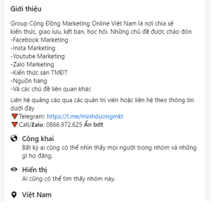 tối ưu thông tin mô tả khi xây group bán hàng