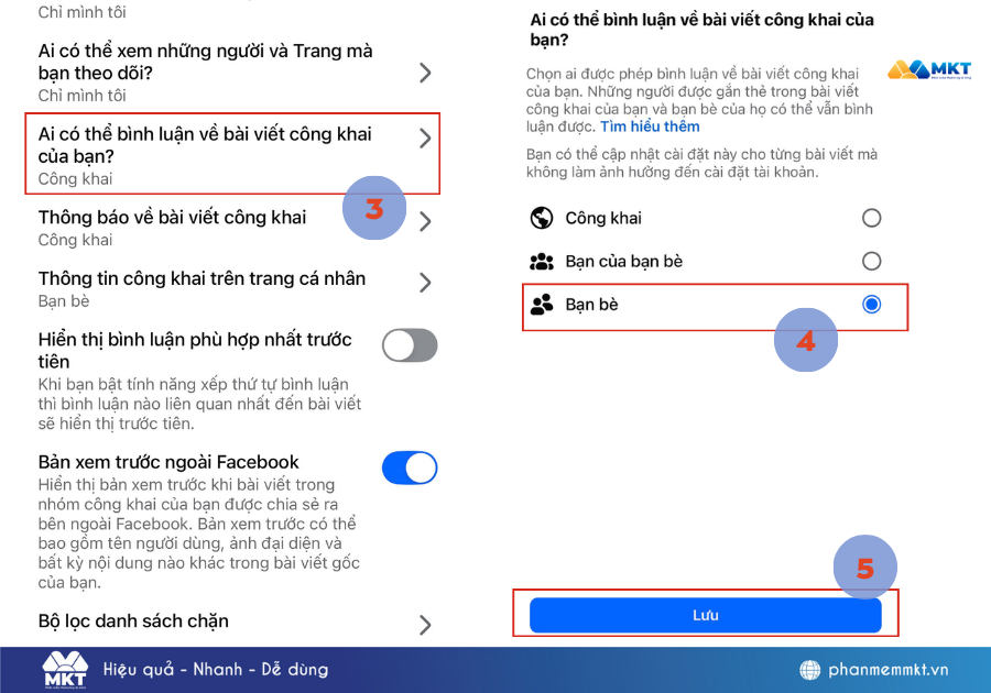 cách khóa bình luận trên facebook cá nhân