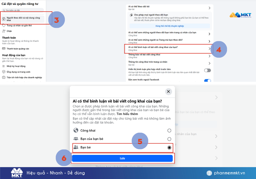 cách khóa bình luận trên facebook cá nhân