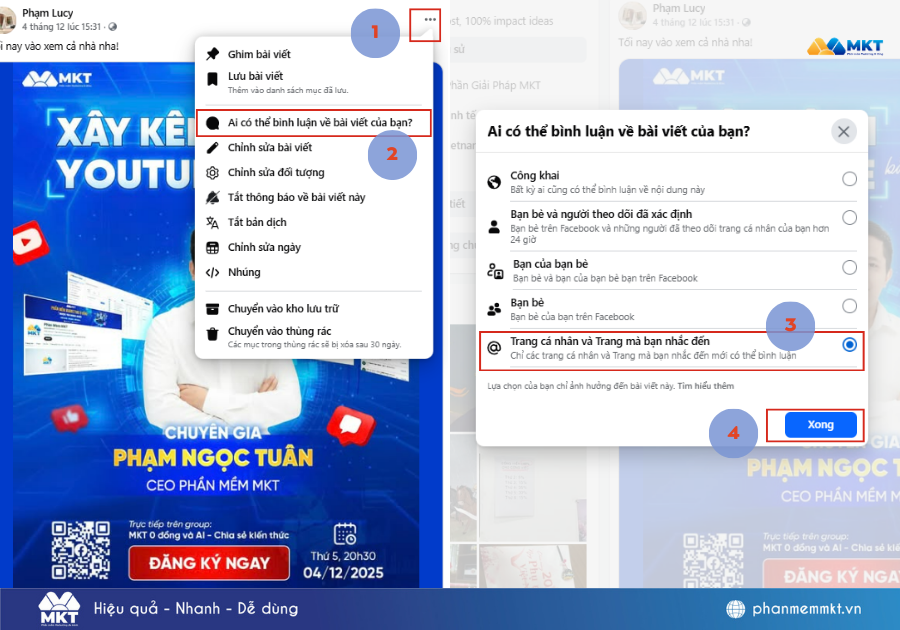 cách khóa bình luận trên facebook cá nhân