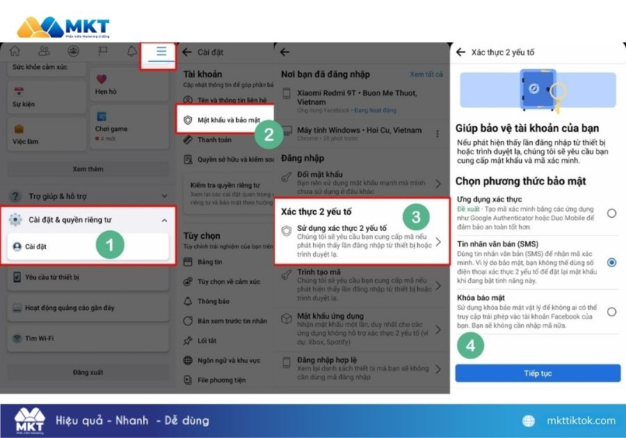 Bật xác thực 2 yếu tố trên Facebook